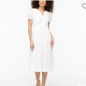 White J Crew Eyelet MIDI Dress